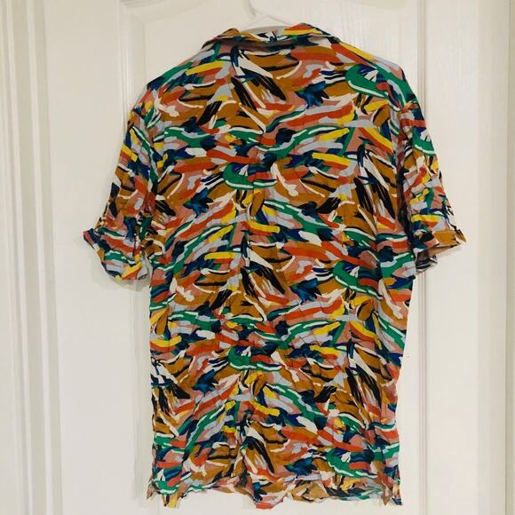 Eleven Paris Men's Camp Shirt Paint Splatter Short Sleeve Multicolor Large‎ NWT - Picture 9 of 11